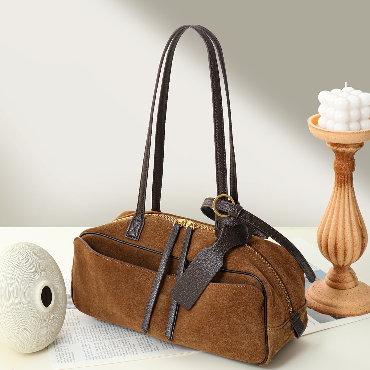Classic Style Genuine Leather Women's Bag - Better price for wholesale - Brown