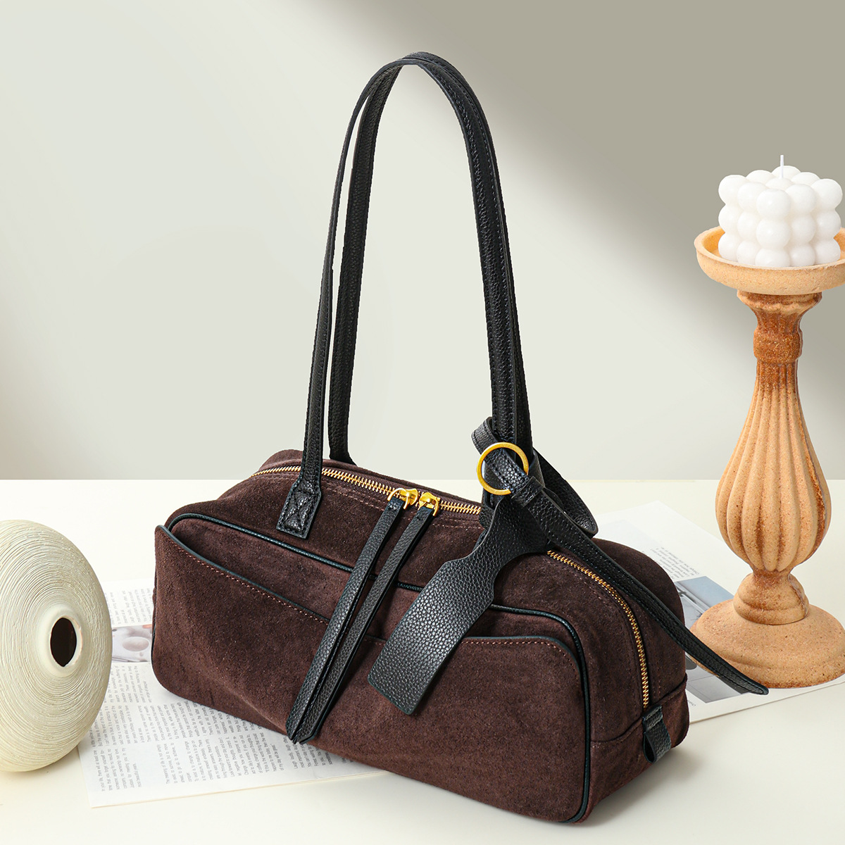 Classic Style Genuine Leather Women's Bag - Better price for wholesale - Coffee